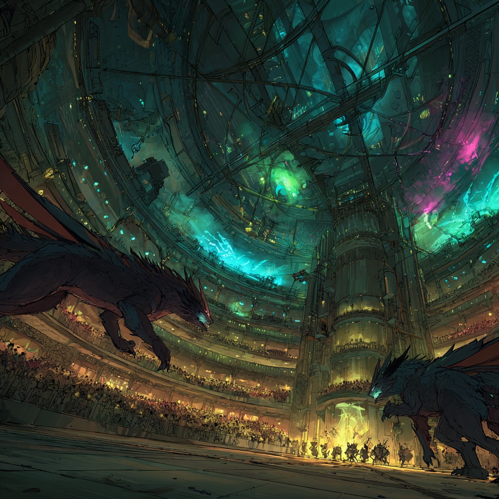 Combat de chimeres dans l'amphitheatre organique